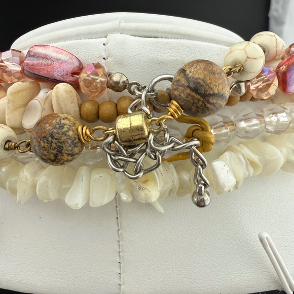 Boho Jewelry Lot Coastal Shell Beaded Bracelet Necklace Some Signed - Picture 10 of 11